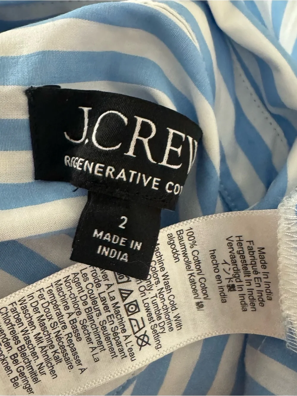 J.Crew Jcrew Elena mini shirt-dress in striped cotton poplin size 2 blue white